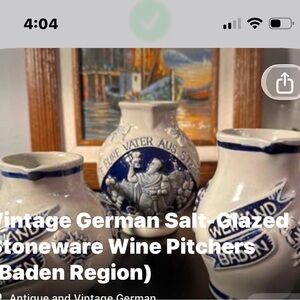 Blue and White Salt-Glazed Stoneware Pitcher - Decorative Home Vase